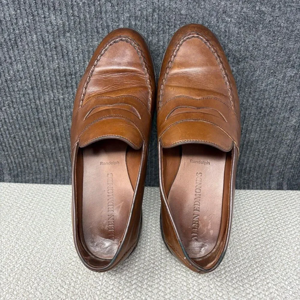 Allen Edmonds Randolph Penny Loafers Brown Leather Dress Shoes Oxfords Sz 10 2E